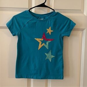 Cat & Jack Flippable Sequin Stars Shirt, Blue, Size M 7/8
